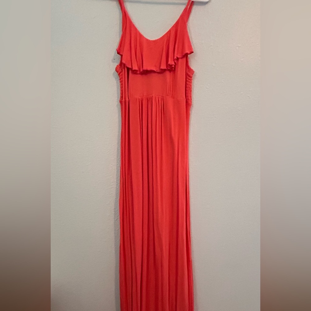 Women's Coral Ruffle-Trim Maxi Dress